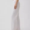 Alçak Bel Keten Karışımlı Geniş Paça Pantolon