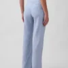 Alçak Bel Keten Karışımlı Geniş Paça Pantolon
