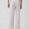 Alçak Bel Keten Karışımlı Geniş Paça Pantolon