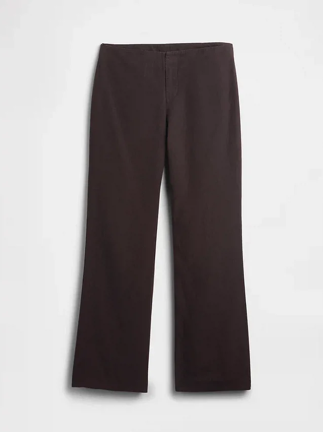 Alçak Bel Keten Karışımlı Geniş Paça Pantolon