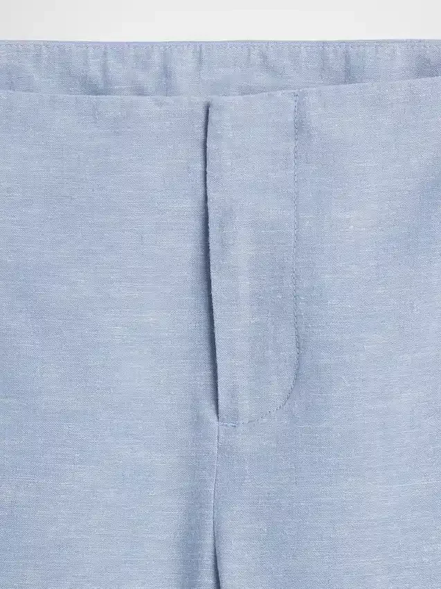 Alçak Bel Keten Karışımlı Geniş Paça Pantolon