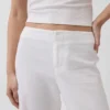 Alçak Bel Keten Karışımlı Geniş Paça Pantolon
