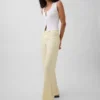 Alçak Bel Keten Karışımlı Geniş Paça Pantolon