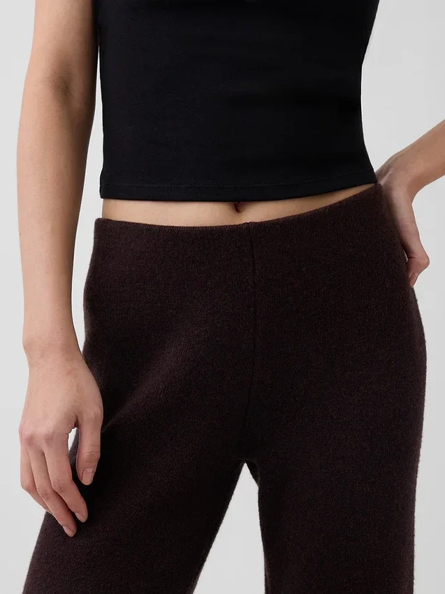 Alçak Bel Pamuk Karışımlı Bootcut Kazak Pantolonlar
