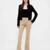 Alçak Bel Twill Uzun ve Dar Pantolonlar