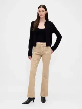 Alçak Bel Twill Uzun ve Dar Pantolonlar