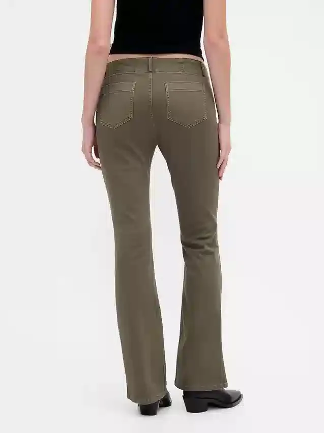 Alçak Bel Twill Uzun ve Dar Pantolonlar
