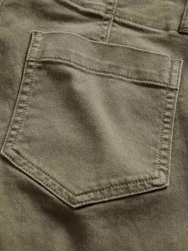 Alçak Bel Twill Uzun ve Dar Pantolonlar