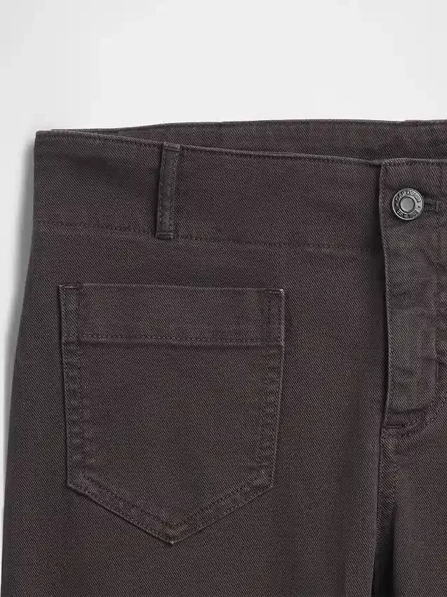 Alçak Bel Twill Uzun ve Dar Pantolonlar