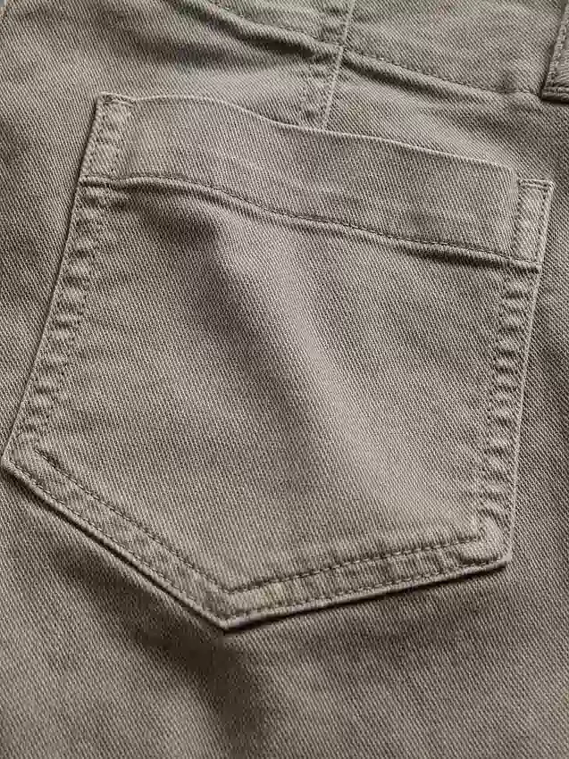 Alçak Bel Twill Uzun ve Dar Pantolonlar