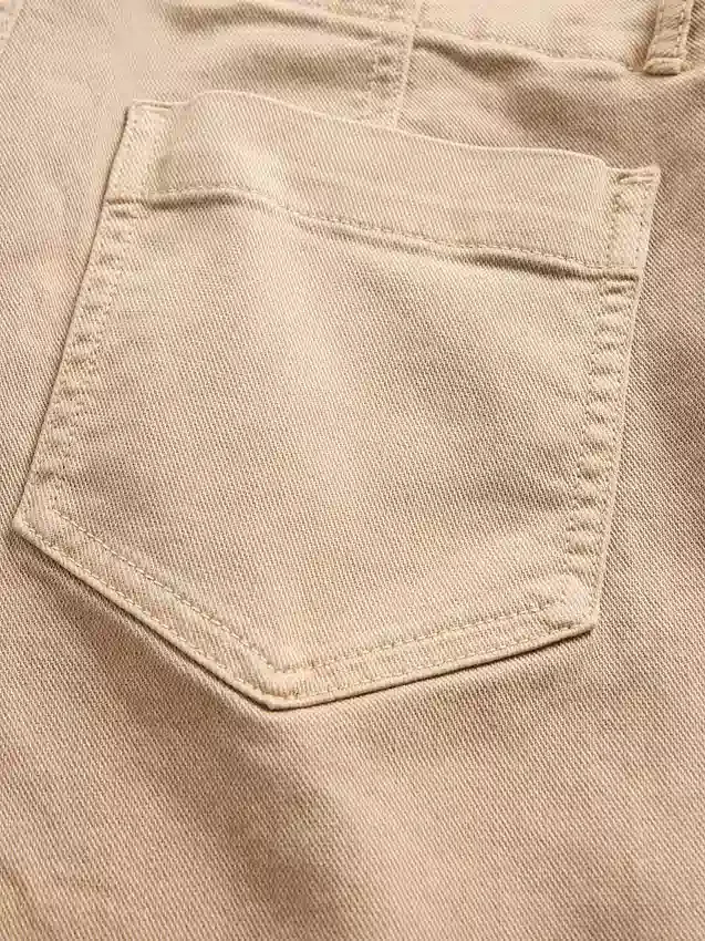 Alçak Bel Twill Uzun ve Dar Pantolonlar