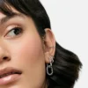 Ana Luisa Ash Gümüş Çift Halka Küpeler