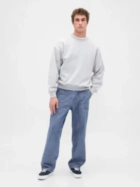 Ağır Chambray Bol Kesim Jean'ler