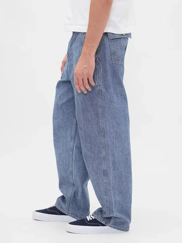 Ağır Chambray Bol Kesim Jean'ler