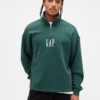 Ağır Dokulu Oversized Logo Çeyrek Fermuarlı Kazak