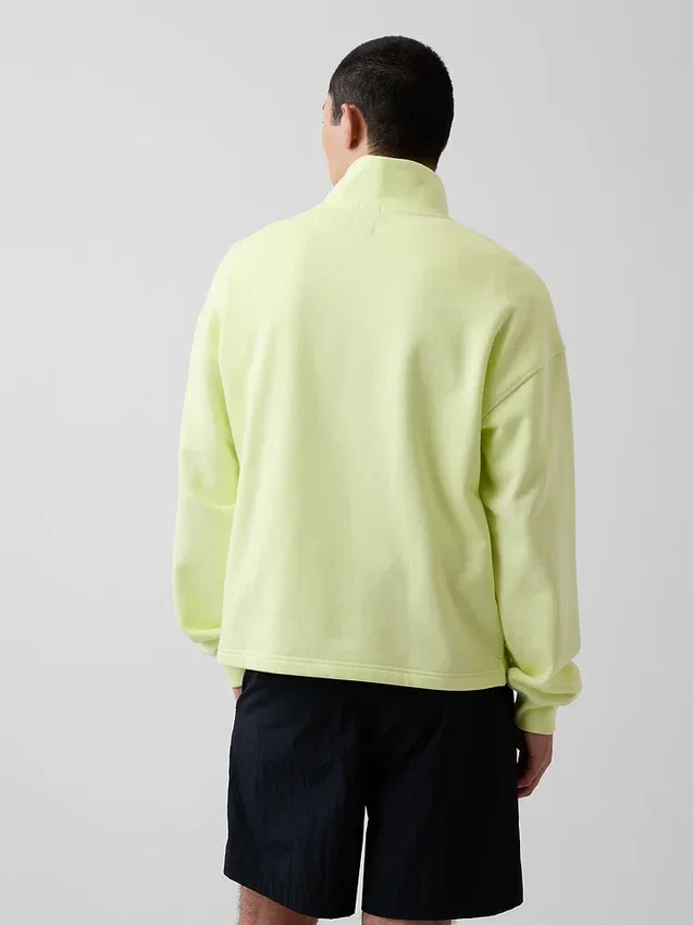 Ağır Dokulu Oversized Logo Çeyrek Fermuarlı Kazak