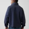 Ağır Dokulu Oversized Logo Çeyrek Fermuarlı Kazak