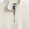 Ağır Dokulu Oversized Logo Çeyrek Fermuarlı Kazak