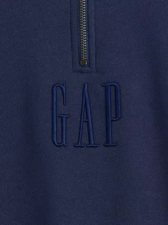 Ağır Dokulu Oversized Logo Çeyrek Fermuarlı Kazak