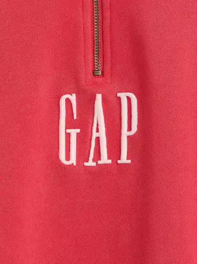 Ağır Dokulu Oversized Logo Çeyrek Fermuarlı Kazak