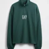 Ağır Dokulu Oversized Logo Çeyrek Fermuarlı Kazak