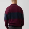 Ağır Dokuma Oversized Çizgili Yarım Fermuarlı Kazak