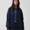 Ağır Fransız Teri Oversized Düğmeli Gömlek