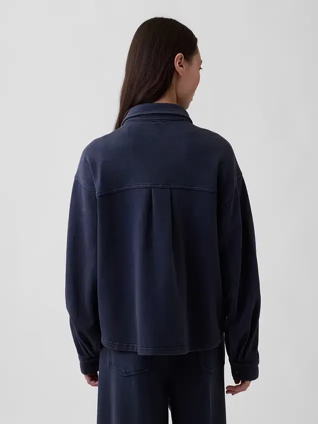 Ağır Fransız Teri Oversized Düğmeli Gömlek