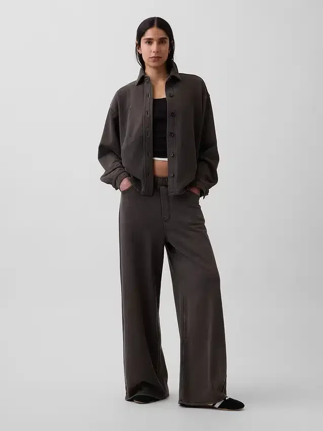 Ağır Fransız Teri Oversized Düğmeli Gömlek