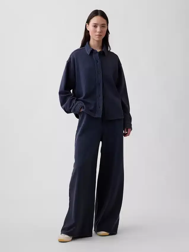 Ağır Fransız Teri Oversized Düğmeli Gömlek