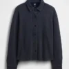 Ağır Fransız Teri Oversized Düğmeli Gömlek