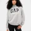 Ağır Fransız Teri Oversized Yarım Yaka Logolu Sweatshirt