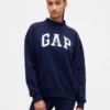 Ağır Fransız Teri Oversized Yarım Yaka Logolu Sweatshirt