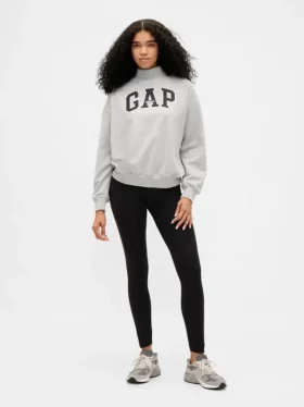 Ağır Fransız Teri Oversized Yarım Yaka Logolu Sweatshirt