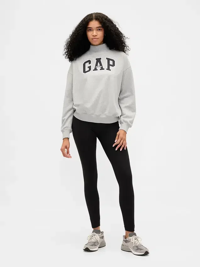 Ağır Fransız Teri Oversized Yarım Yaka Logolu Sweatshirt