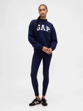 Ağır Fransız Teri Oversized Yarım Yaka Logolu Sweatshirt