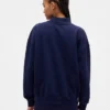 Ağır Fransız Teri Oversized Yarım Yaka Logolu Sweatshirt