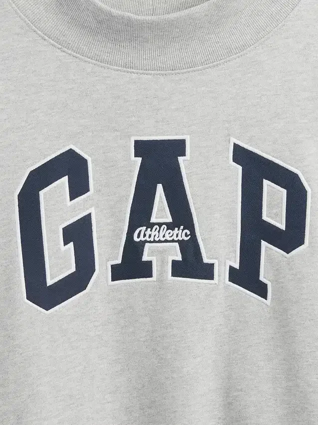 Ağır Fransız Teri Oversized Yarım Yaka Logolu Sweatshirt