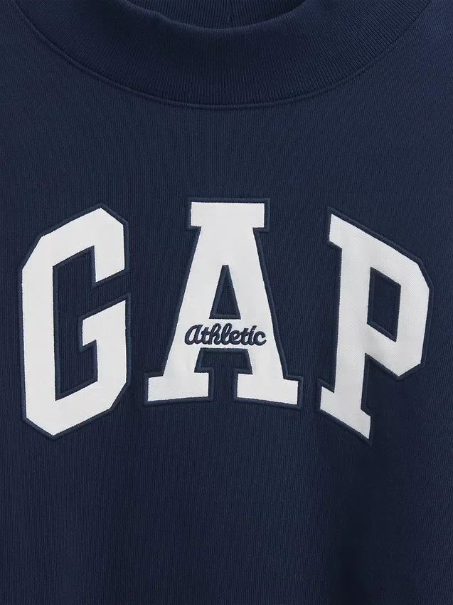 Ağır Fransız Teri Oversized Yarım Yaka Logolu Sweatshirt