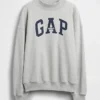 Ağır Fransız Teri Oversized Yarım Yaka Logolu Sweatshirt
