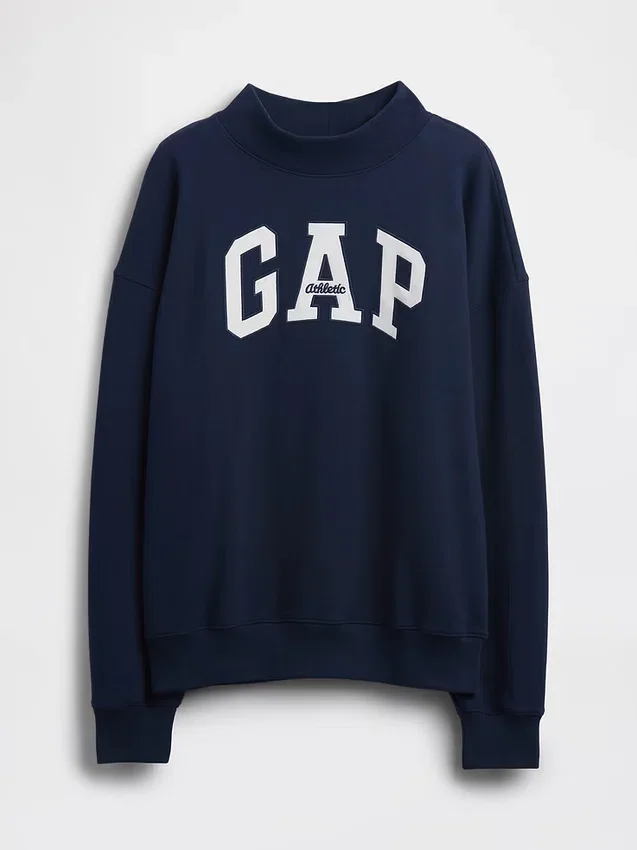 Ağır Fransız Teri Oversized Yarım Yaka Logolu Sweatshirt