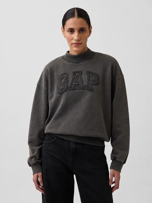 Ağır Fransız Teri Oversized Yarım Yaka Sweatshirt