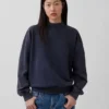 Ağır Fransız Teri Oversized Yarım Yaka Sweatshirt