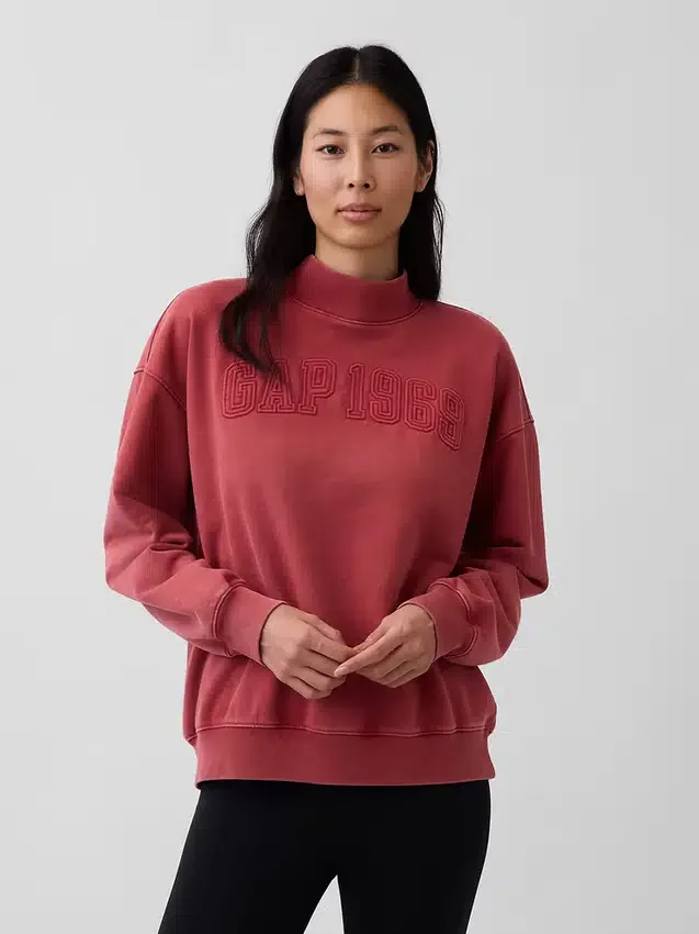 Ağır Fransız Teri Oversized Yarım Yaka Sweatshirt