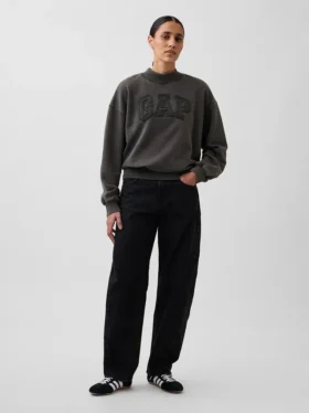 Ağır Fransız Teri Oversized Yarım Yaka Sweatshirt