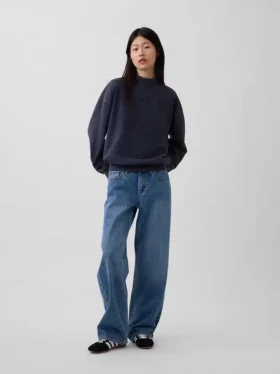 Ağır Fransız Teri Oversized Yarım Yaka Sweatshirt