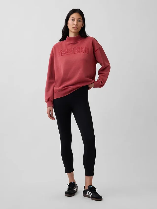 Ağır Fransız Teri Oversized Yarım Yaka Sweatshirt