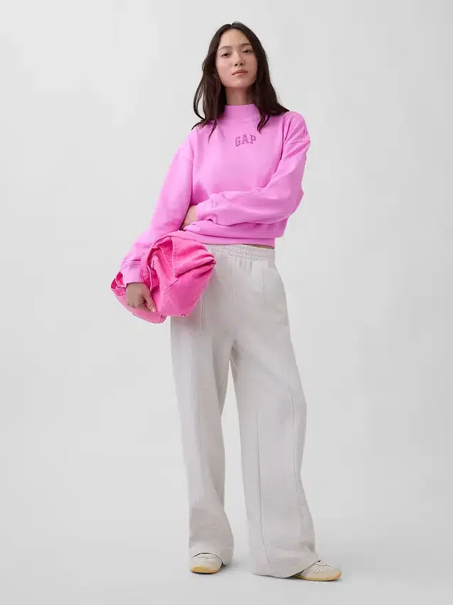 Ağır Fransız Teri Oversized Yarım Yaka Sweatshirt