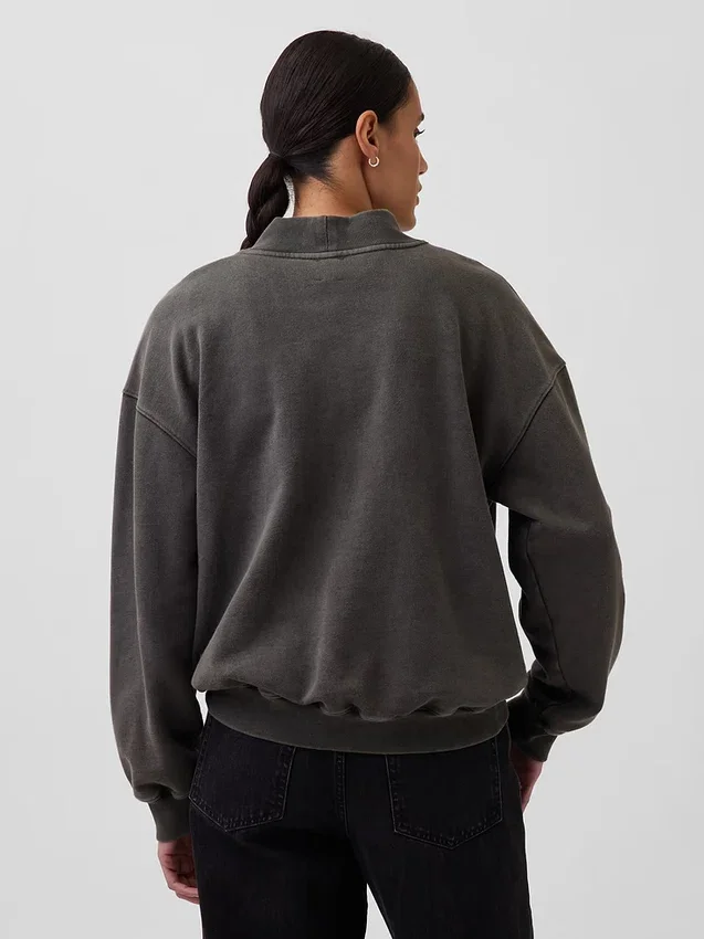 Ağır Fransız Teri Oversized Yarım Yaka Sweatshirt