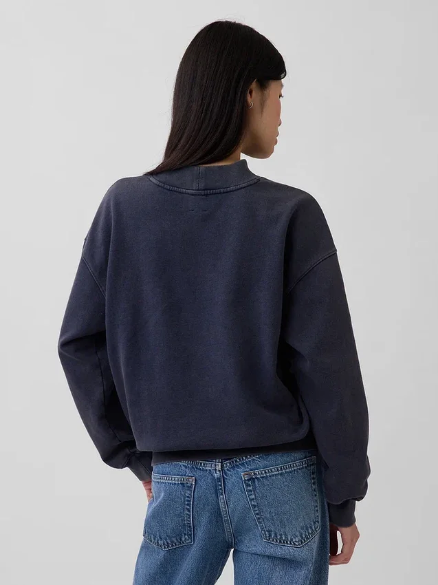 Ağır Fransız Teri Oversized Yarım Yaka Sweatshirt